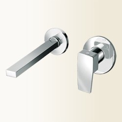 H2Q miscelatore monocomando lavabo a muro finitura nickel spazzolato