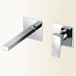 H2Q miscelatore monocomando lavabo a muro finitura nickel spazzolato