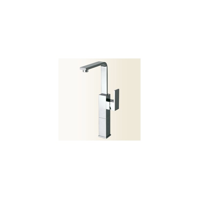 NEW SPACE Miscelatore monocomando per lavabo con canna alta, prolunga 130 mm finitura nickel spazzolato