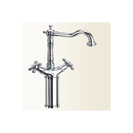 PAPIRO monoforo per lavabo con canna e prolunga 130 mm alta finitura vecchio bronzo