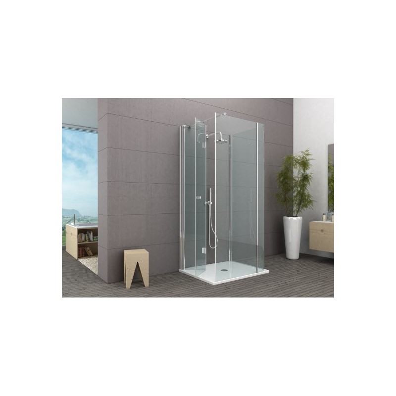 DOLCE VITA Box doccia Angolare su 3 lati trasparente argento 6mm finitura cromo lucido (misura 80-140-80 h.200)