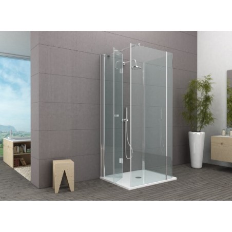 DOLCE VITA Box doccia Angolare su 3 lati trasparente argento 6mm finitura cromo lucido (misura 80-140-80 h.200)