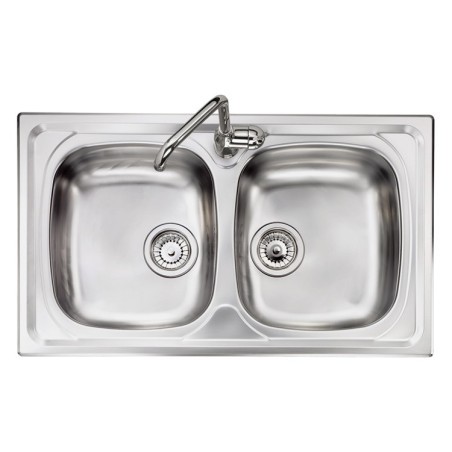 OLYMPUS lavello in acciaio inox a due vasche finitura satinato