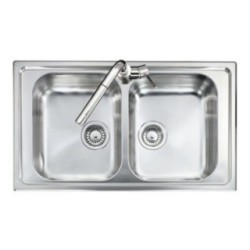 OLYMPUS lavello in acciaio inox a due vasche finitura satinato