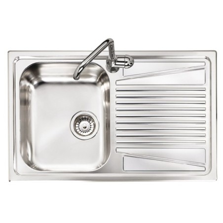 OLYMPUS lavello in acciaio inox ad una vasca + gocciolatoio a DX finitura satinato