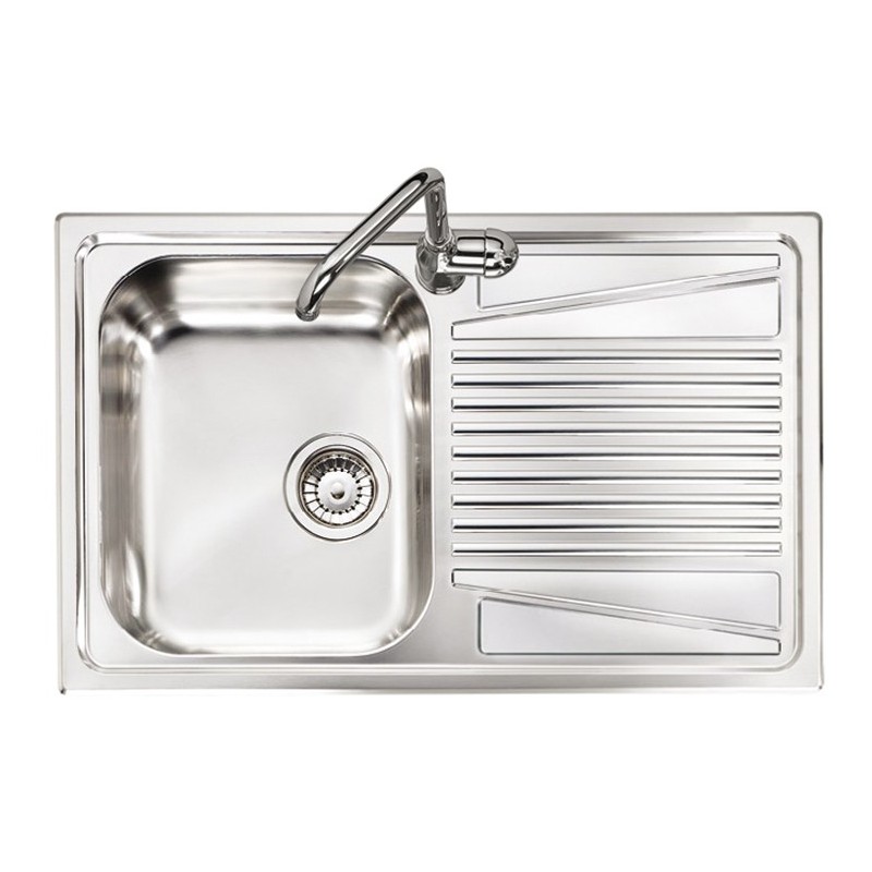 OLYMPUS lavello in acciaio inox ad una vasca + gocciolatoio a SX finitura satinato