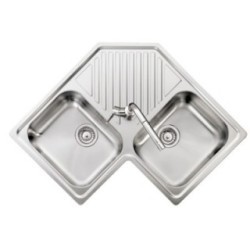 REFRESH lavello in acciaio inox a due vasche + gocciolatoio finitura satinato