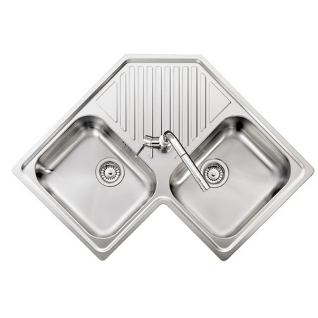 REFRESH lavello in acciaio inox a due vasche + gocciolatoio finitura satinato