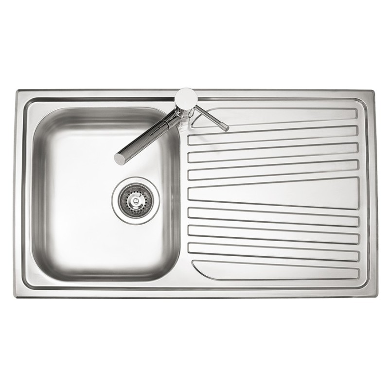 OLYMPUS lavello in acciaio inox ad una vasca + gocciolatoio a SX finitura satinato