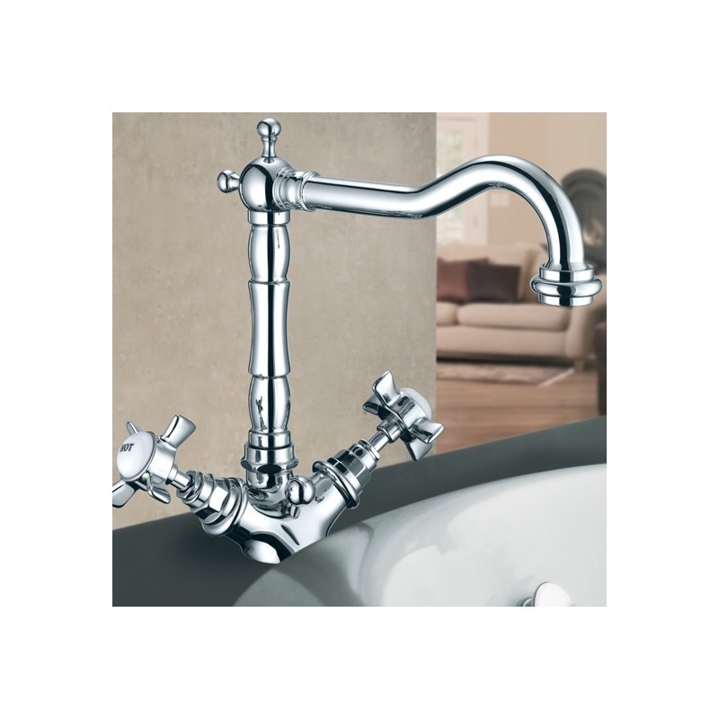 LIVINGSTONE monoforo lavabo con canna alta finitura cromo