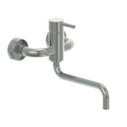 MINIMAL miscelatore lavello a muro in acciaio inox canna girevole finitura satinato