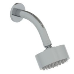 Soffioncino rotondo diam. 90mm completo di braccio in acciaio inox finitura satinato