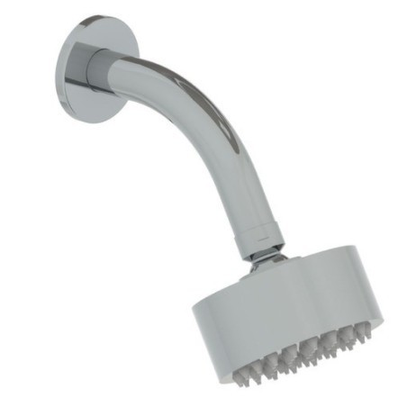 Soffioncino rotondo diam. 90mm completo di braccio in acciaio inox finitura satinato