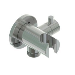 Presa acqua con supporto doccetta e rubinetto di arresto in acciaio inox finitura satinato