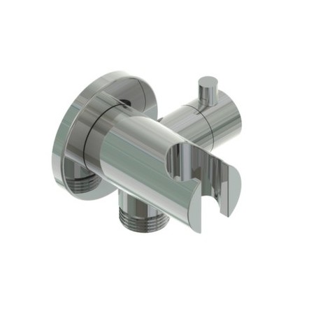 Presa acqua con supporto doccetta e rubinetto di arresto in acciaio inox finitura satinato