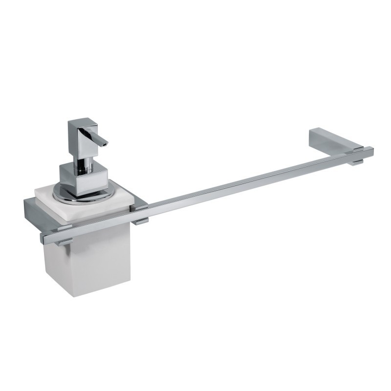 CUBE Porta dosatore/porta salvietta vetro bianco