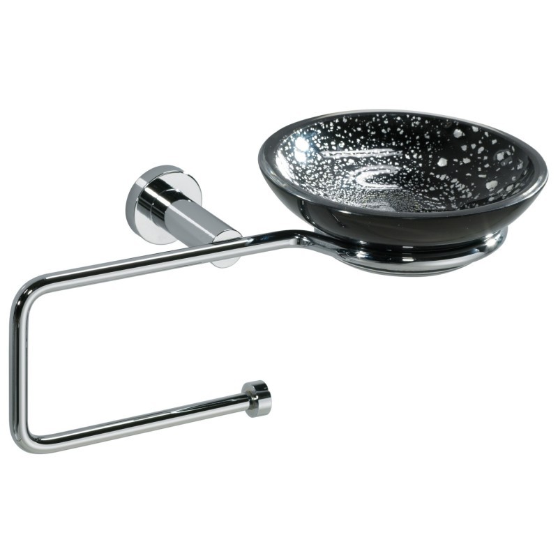 DECO' Portasapone/portarotolo vetro nero argento