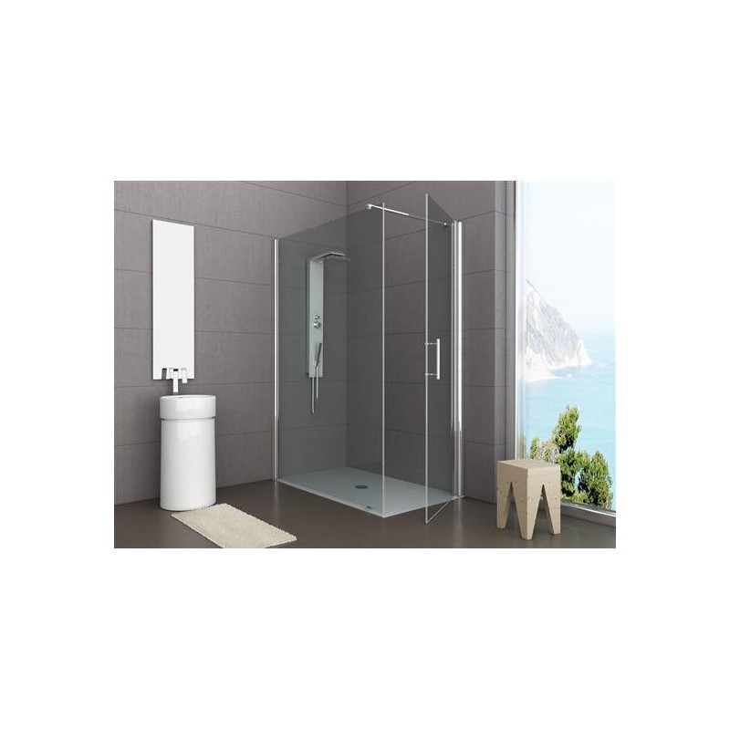 PANORAMA Box doccia Angolare fix+battente cm 100x70 finitura argento satinato (misura 68/70-98/100 h.200)