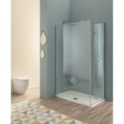 PANORAMA Box doccia Angolare fix+soffietto cm 120x70 finitura argento satinato (misura 68/70-118/120 h.200)