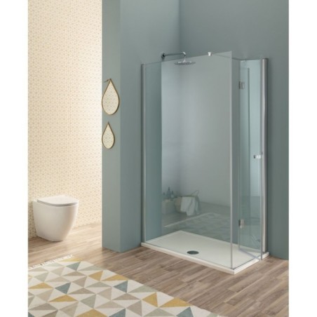 PANORAMA Box doccia Angolare fix+soffietto cm 120x70 finitura argento satinato (misura 68/70-118/120 h.200)