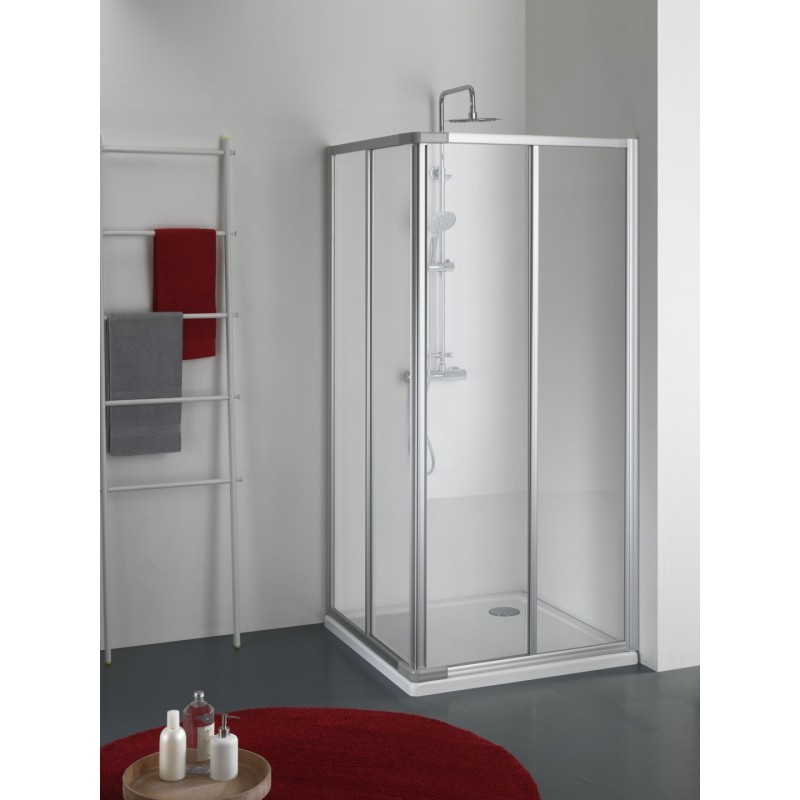 ADRIA Box doccia Angolare scorrevole finitura bianco 90 cm acrilico (misura 80/90-80/90 h.185)