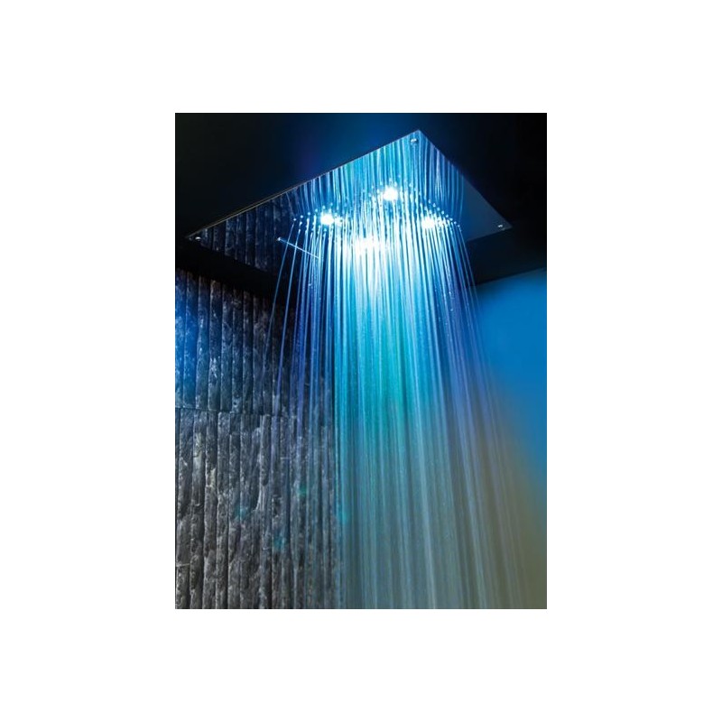 Soffione cromoterapia da incasso in acciaio inox 3 getti 4 led 550x400