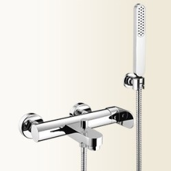 MIA Miscelatore per vasca esterno con supporto duplex e doccia finitura cromo