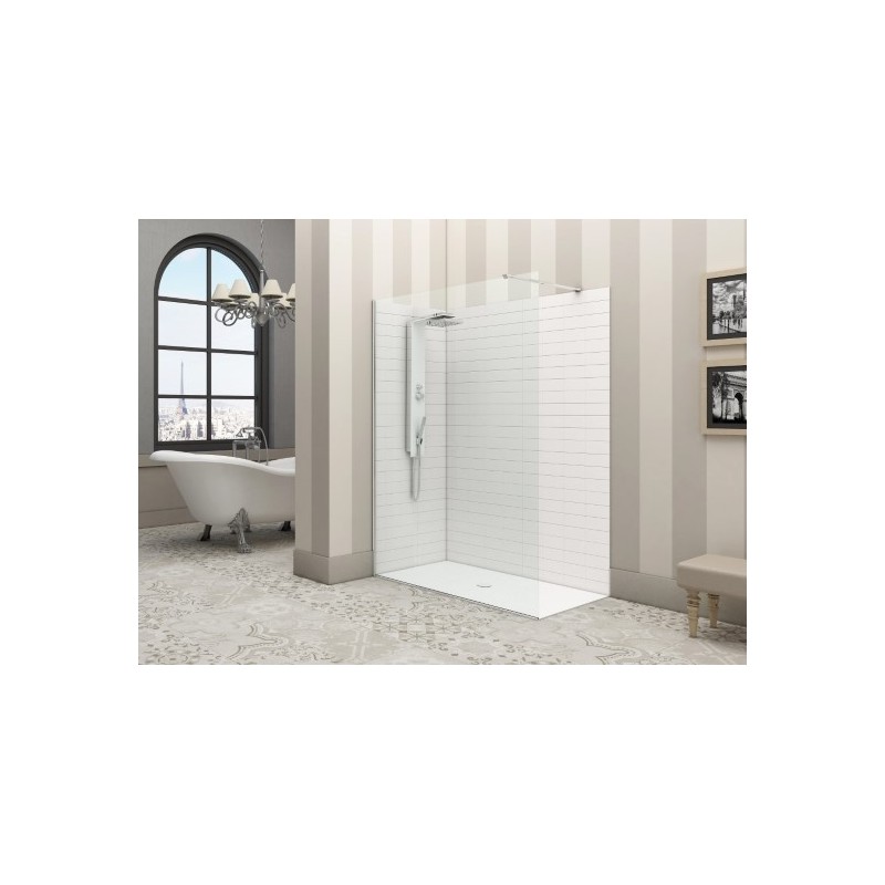 SYSTEM GLASS SG1 Parete doccia fissa per Box Doccia cm 58 finitura argento satinato, trasparente 6 mm (misura 58 h.200)