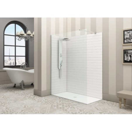 SYSTEM GLASS SG1 Parete doccia fissa per Box Doccia cm 118 finitura argento satinato, trasparente 6 mm (misura 118 h.200)