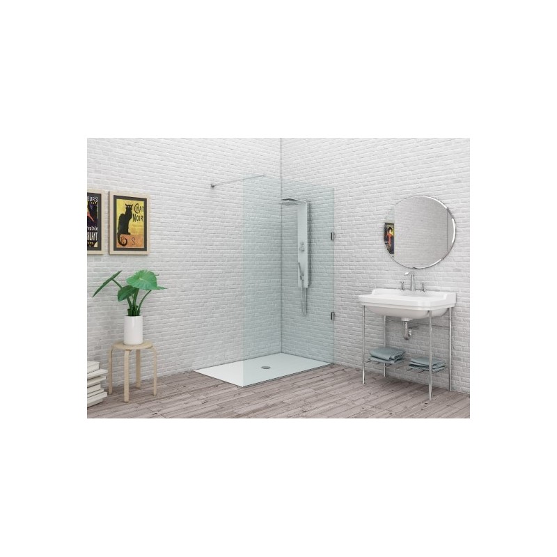 SYSTEM GLASS SG2 Parete doccia fissa per Box Doccia cm 118 finitura cromo, trasparente 6 mm (misura 118 h.200)