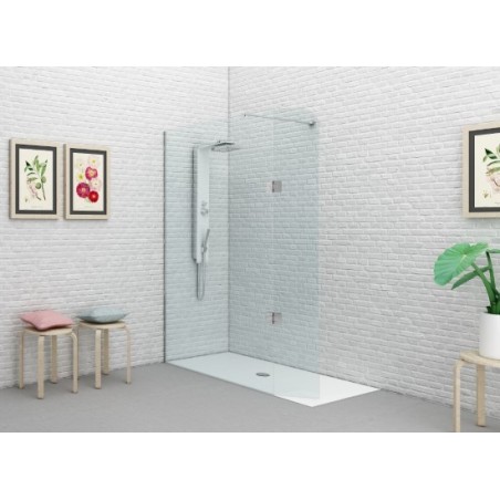 SYSTEM GLASS SG3 Parete doccia fissa + volet per Box Doccia cm 68+30 finitura cromo, trasparente 6 mm (misura 68+30 h.200)