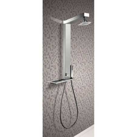 GEMMA H pannello doccia senza miscelatore, soffione quadro, con attacco acqua alto finitura satinato