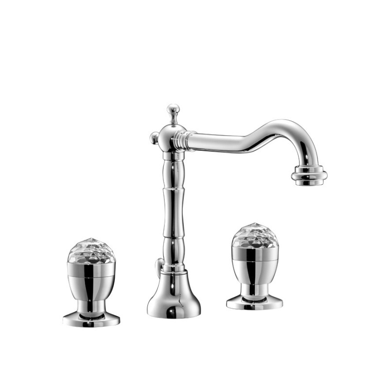 MY BIJOUX batteria lavabo 3 fori con canna alta finitura cromo