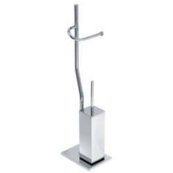 DUEMILA PLUS Piantana porta rotolo e porta scopino quadrato