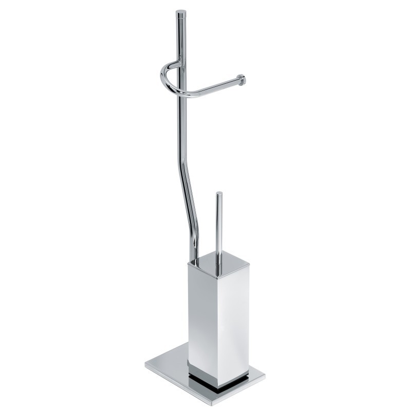 DUEMILA PLUS Piantana porta rotolo e porta scopino quadrato