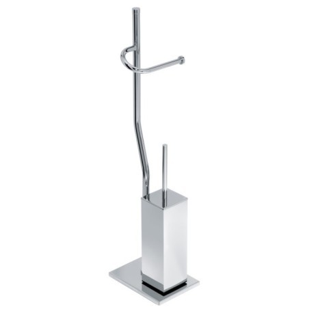 DUEMILA PLUS Piantana porta rotolo e porta scopino quadrato