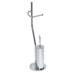 DUEMILA PLUS Piantana porta rotolo e porta scopino cilindrico