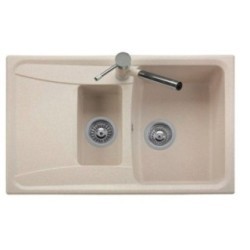 ROXANA 79.15 Lavandino cucina a due vasche finitura micro ultragranit 90 bianco opale