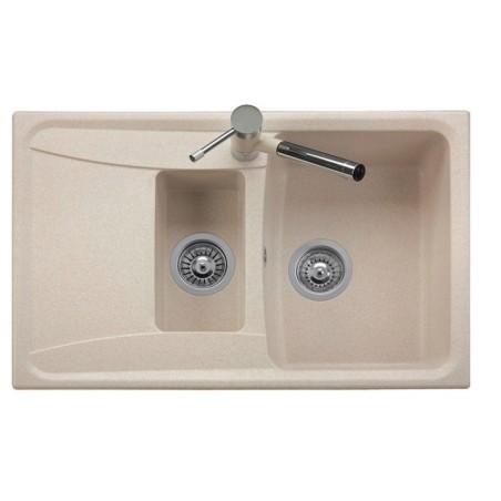 ROXANA 79.15 Lavandino cucina a due vasche finitura micro ultragranit 90 bianco opale