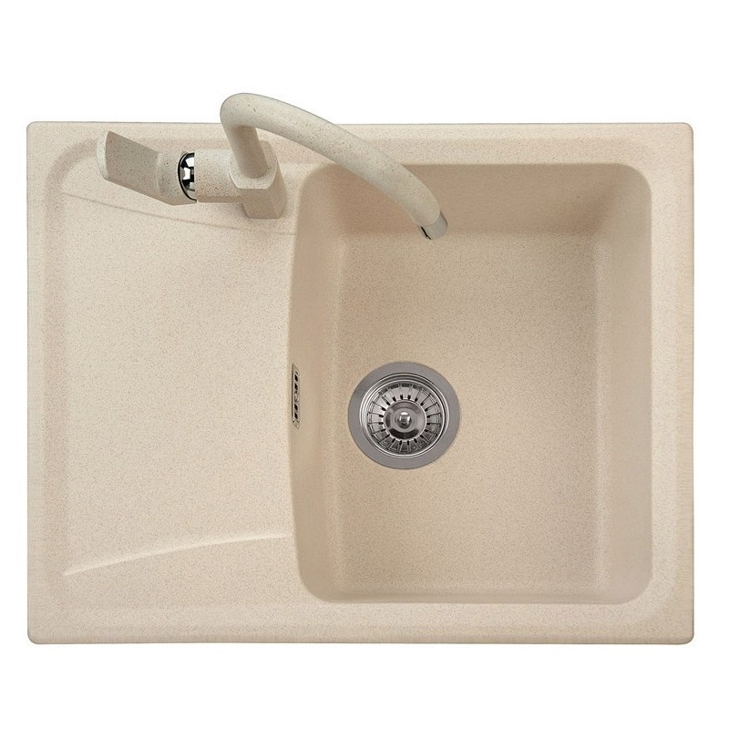 ROXANA 61.10 Lavandino cucina ad una vasca più scolapiatti finitura micro ultragranit 90 bianco opale