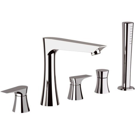 DIVA batteria bordo vasca con doccetta estraibile finitura cromo