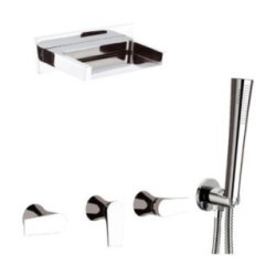 DIVA Batteria incasso vasca con deviatore e soffione a cascata finitura cromo