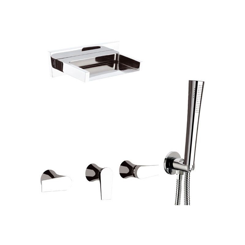 DIVA Batteria incasso vasca con deviatore e soffione a cascata finitura cromo