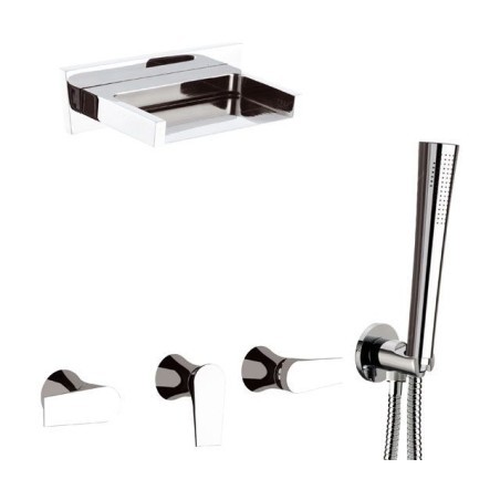 DIVA Batteria incasso vasca con deviatore e soffione a cascata finitura cromo