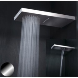 WATER FALL Soffione rettangolare con getto e cascata in acciaio 26x52 finitura super mirror