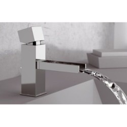 CUBE WATERFALL monocomando lavabo con bocca a cascata finitura cromo
