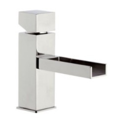 CUBE WATERFALL monocomando lavabo con bocca a cascata senza scarico finitura cromo