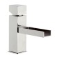CUBE WATERFALL monocomando lavabo con bocca a cascata senza scarico finitura cromo