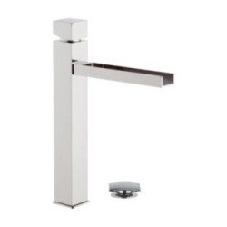 CUBE WATERFALL monocomando lavabo alto con bocca a cascata finitura cromo