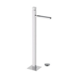 CUBE WATERFALL monocomando lavabo da pavimento con bocca a cascata finitura cromo